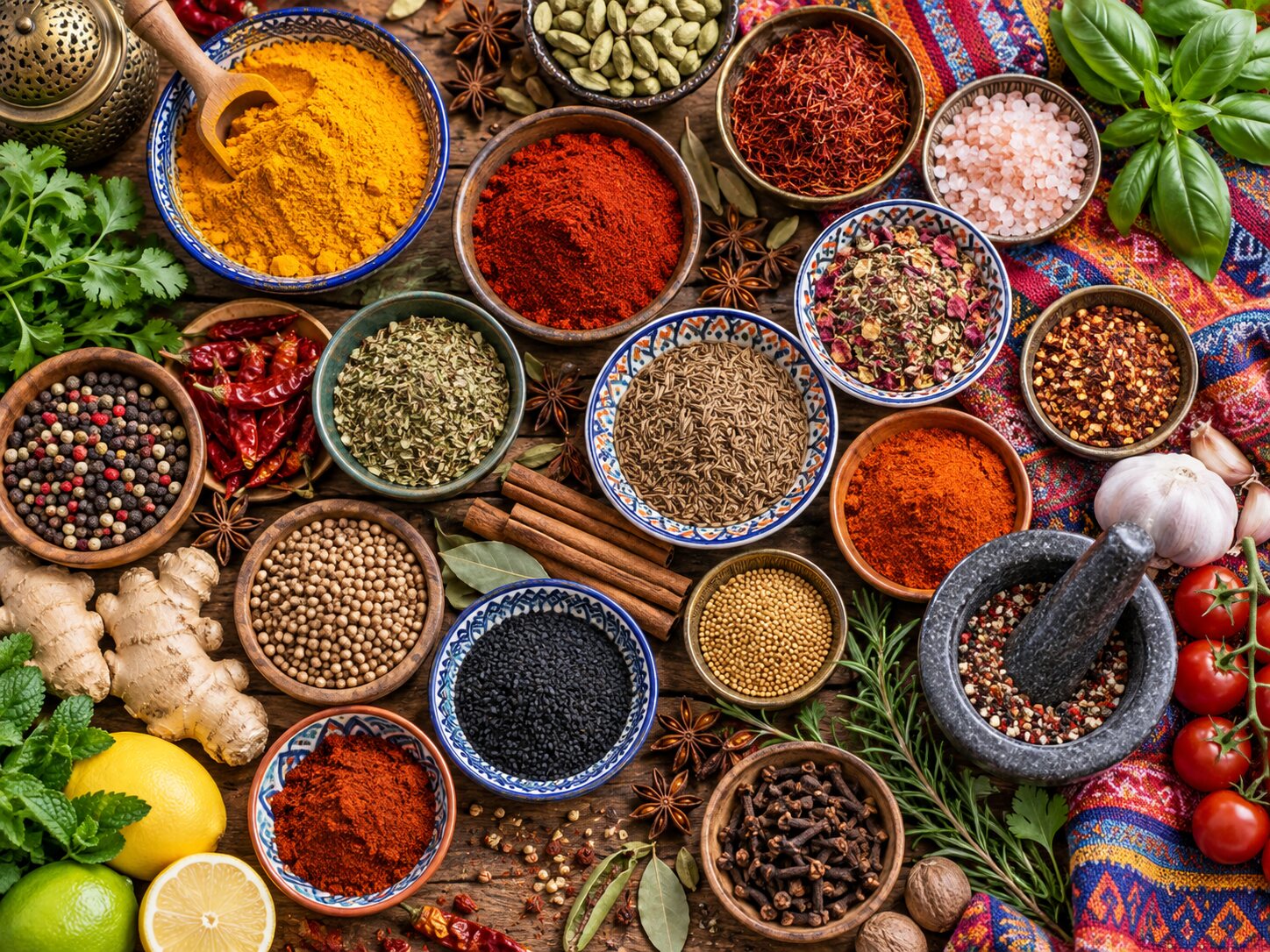Spice Bowls Mosaic colourful online jigsaw puzzle